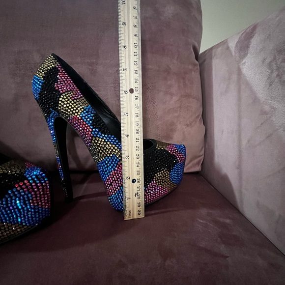 Steve Madden Dyvinal Bright Multicolor Rhinestone Heels Size 7 - Picture 8 of 10